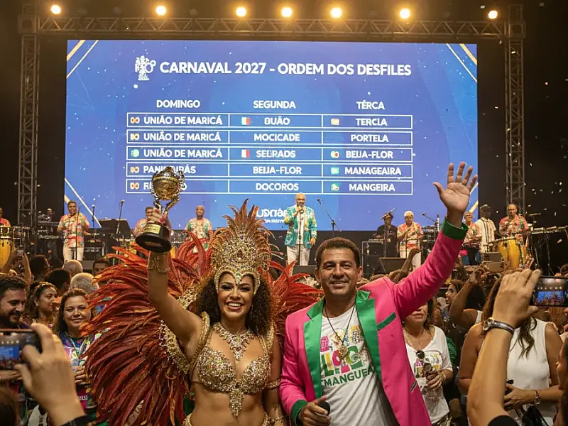 Sorteio na Cidade do Samba definiu a ordem de entrada das escolas na Sapucaí para o Carnaval 2027.