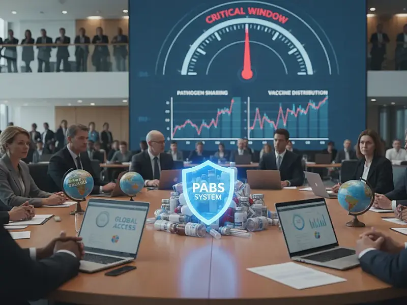 Representantes diplomáticos e especialistas em saúde discutem os termos do Tratado de Pandemias na sede da OMS, em Genebra.
