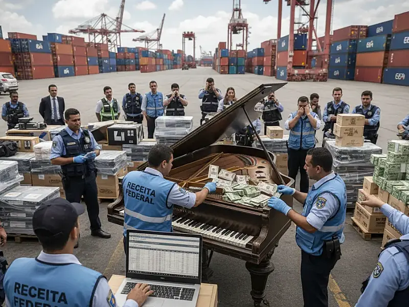 Dinheiro vivo apreendido em operação contra corrupção no Porto do Rio de Janeiro.