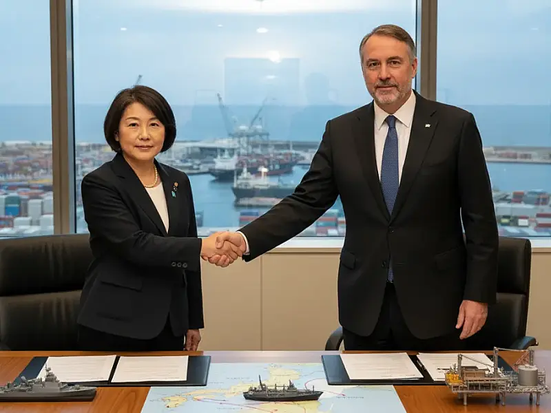 A primeira-ministra do Japão, Sanae Takaichi, e o primeiro-ministro da Austrália, Anthony Albanese, durante encontro em Canberra.