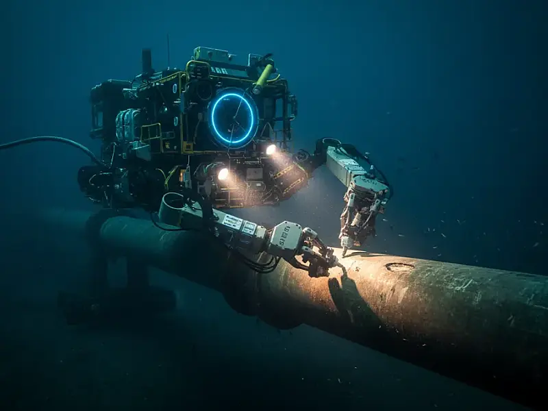 ROVs de classe pesada operam em profundidades de até 4.000 metros para garantir a integridade dos dutos submarinos.