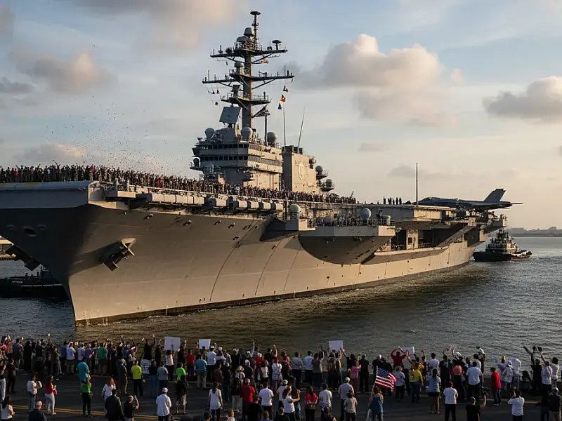 O retorno do gigante: USS Gerald R. Ford encerra missão histórica de 326 dias