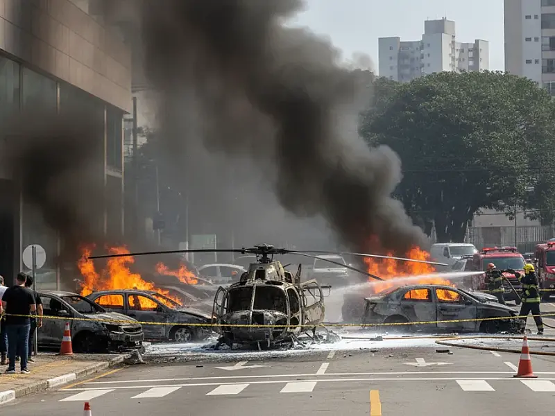 Fumaça preta pôde ser vista de diversos pontos do Recreio após a queda da aeronave em uma concessionária.