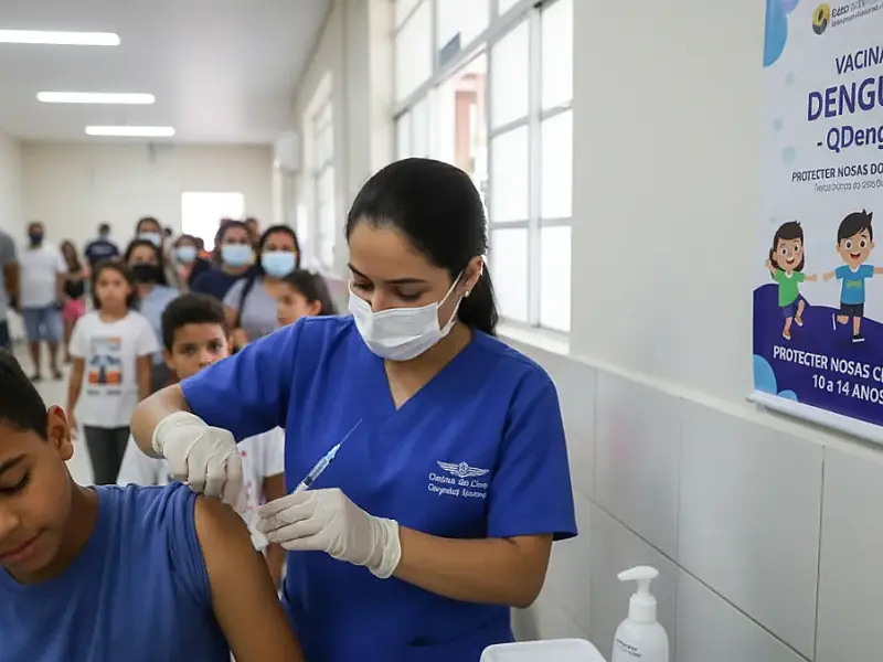 Crianças de 10 a 14 anos devem continuar procurando os postos para receber a vacina Qdenga contra a dengue.