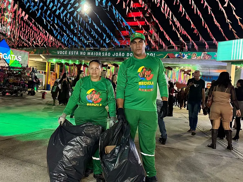 Equipes do programa Recicla São João garantem a triagem e o destino correto de toneladas de plásticos e alumínio gerados no Parque do Povo