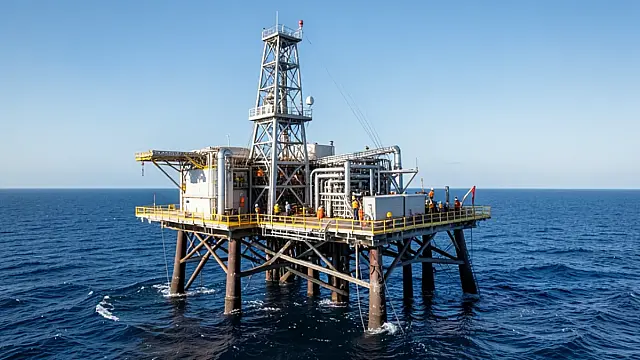 Plataforma de perfuração da Petrobras atuando em águas profundas
