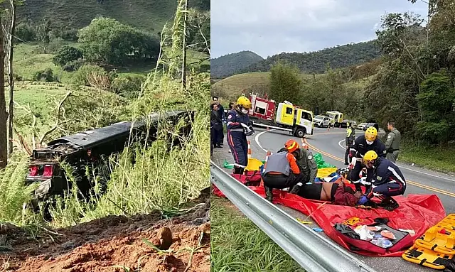 Acidente com ônibus deixa cinco mortos e mobiliza resgate em Cruzeiro, no interior de SP