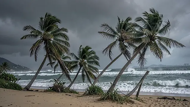 Imagem ilustrativa da ventania e da chuva associadas à frente fria que atinge o estado do Rio de Janeiro.