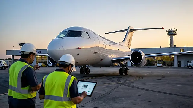 Representação editorial de inspeção operacional de aeronave regional após relatos de instabilidade nos sinais de GPS.