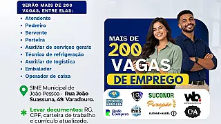 Sine-JP oferece mais de 200 vagas com entrevista na hora nesta quarta (21)